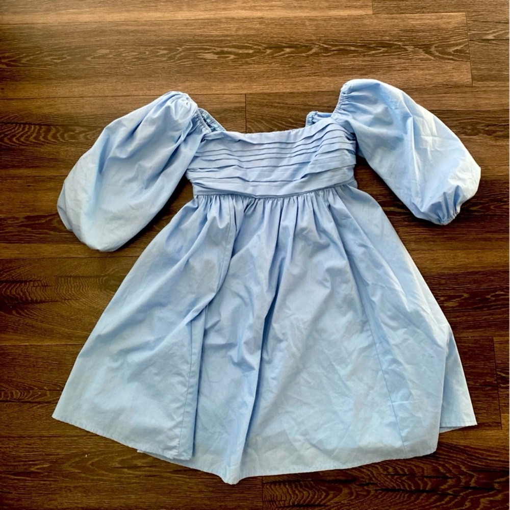 Abercrombie & Fitch Light Blue Puff Sleeve Mini Dress